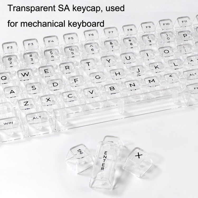 132 Keys DIY Customized Mechanical Keyboard Universal Transparent Crystal Keycap Black Transparent White Letter