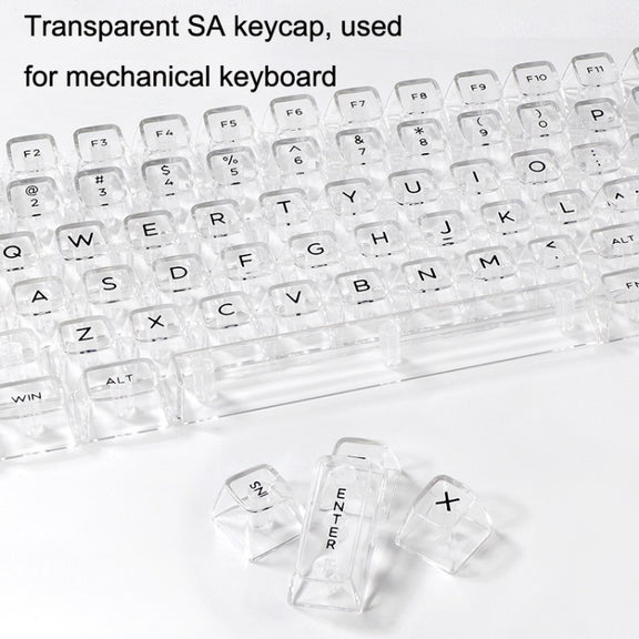 132 Keys DIY Customized Mechanical Keyboard Universal Transparent Crystal Keycap Black Transparent White Letter