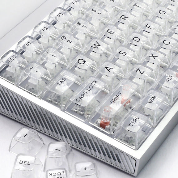132 Keys DIY Customized Mechanical Keyboard Universal Transparent Crystal Keycap Black Transparent White Letter
