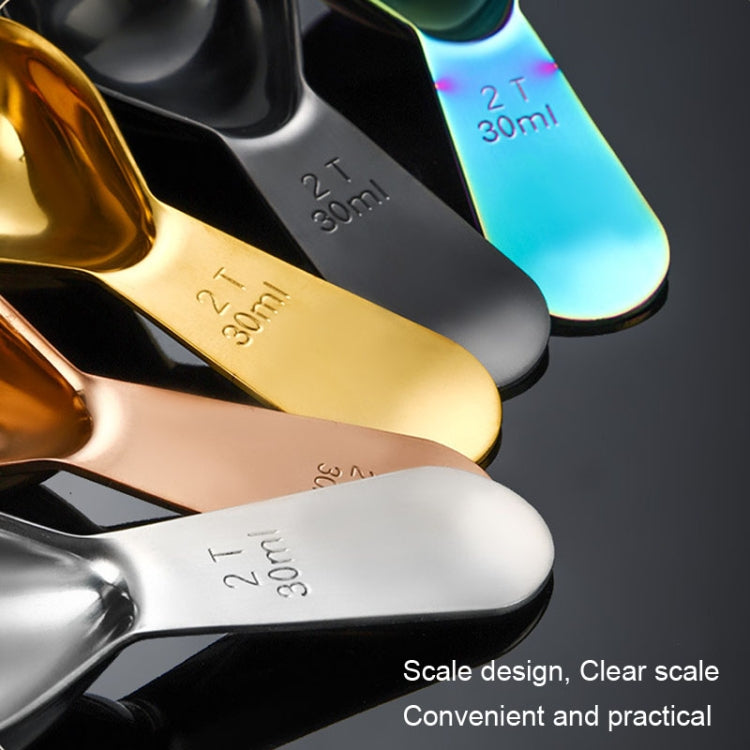 15ml 304 Stainless Steel Thickened Coffee Spoon With Scale Measuring Bean Spoon, Color: Black