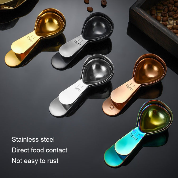 30ml 304 Stainless Steel Thickened Coffee Spoon With Scale Measuring Bean Spoon, Color: Black