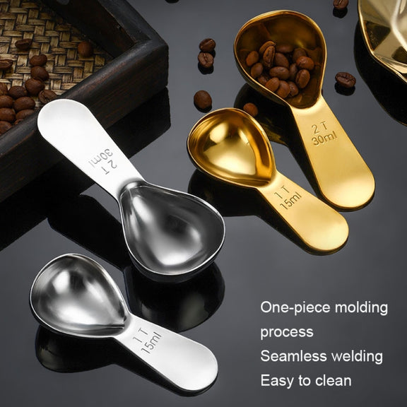 30ml 304 Stainless Steel Thickened Coffee Spoon With Scale Measuring Bean Spoon, Color: Black