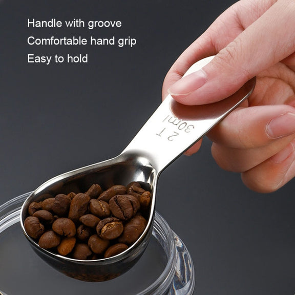 30ml 304 Stainless Steel Thickened Coffee Spoon With Scale Measuring Bean Spoon, Color: Black
