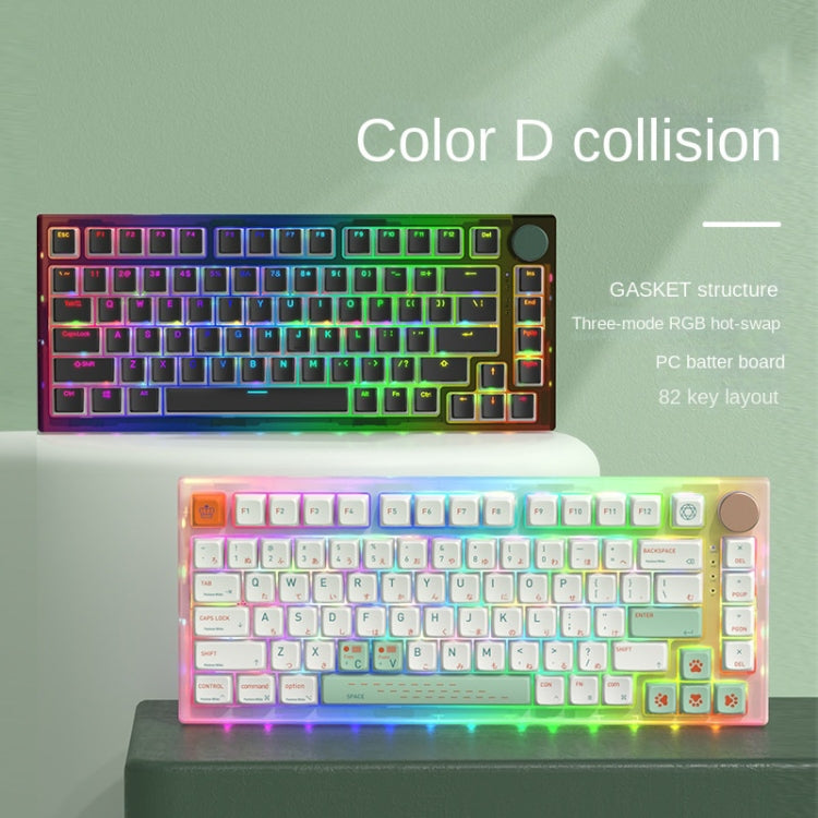82 Keys Bluetooth Wireless 3-mode RGB Hot-plug Customized Mechanical Keyboard Kit + Keycap(Black)
