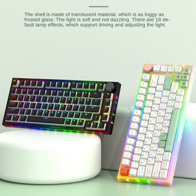 82 Keys Bluetooth Wireless 3-mode RGB Hot-plug Customized Mechanical Keyboard Kit + Keycap(Black)