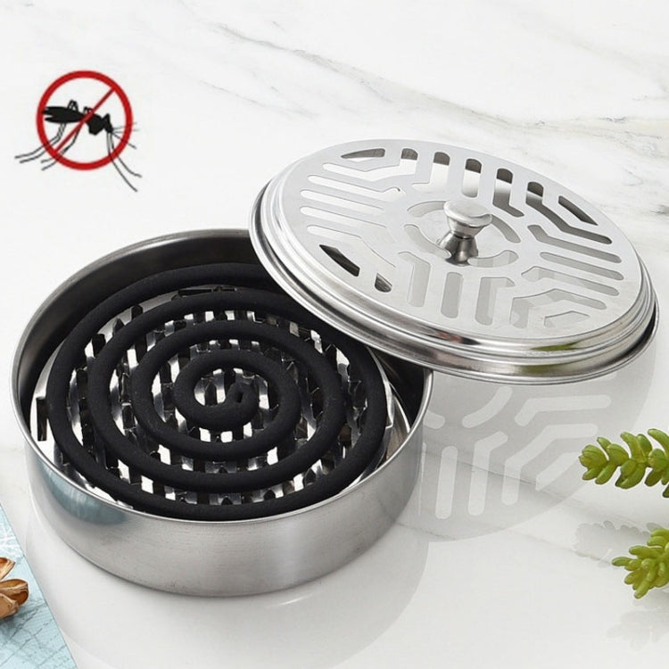 Stainless Steel Mosquito Incense Tray Holder Household Fireproof Mosquito Incense Box With Cover(As Show)