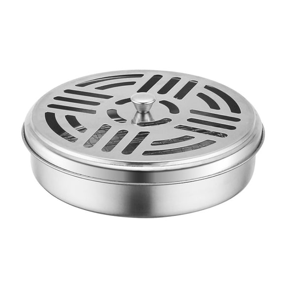 Stainless Steel Mosquito Incense Tray Holder Household Fireproof Mosquito Incense Box With Cover(As Show)