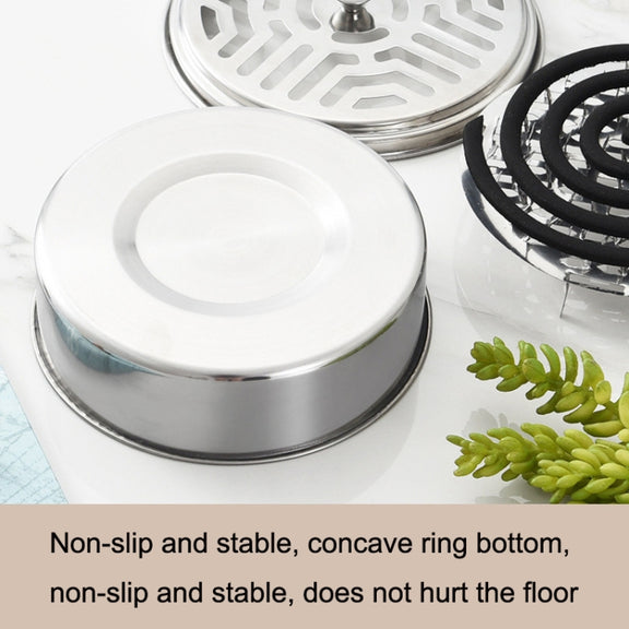 Stainless Steel Mosquito Incense Tray Holder Household Fireproof Mosquito Incense Box With Cover(As Show)