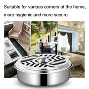 Stainless Steel Mosquito Incense Tray Holder Household Fireproof Mosquito Incense Box With Cover(As Show)