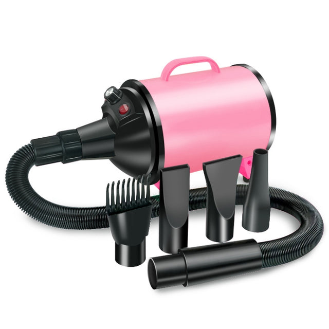 2100W Dog Dryer Stepless Speed Pet Hair Blaster Pet Water Blower 220V UK Plug(Black Pink)