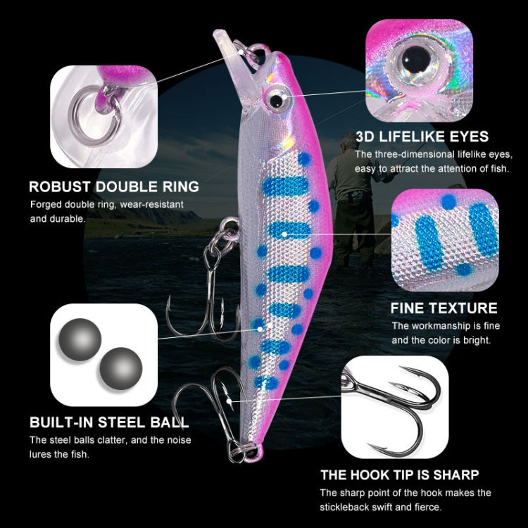 HENGJIA 5.7cm 3.4g Microbe Road Lures Slow Sinking Minnow Fake Bait, Color: 10 Colors Boxed