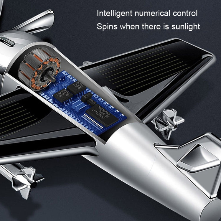 Solar Car Airplane Ornament Solid Aroma Diffuser Car Rotating Decoration Items(Black)