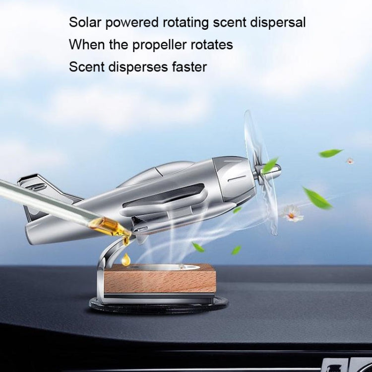 Solar Car Airplane Ornament Solid Aroma Diffuser Car Rotating Decoration Items(Black)