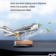 Solar Car Airplane Ornament Solid Aroma Diffuser Car Rotating Decoration Items(Black)