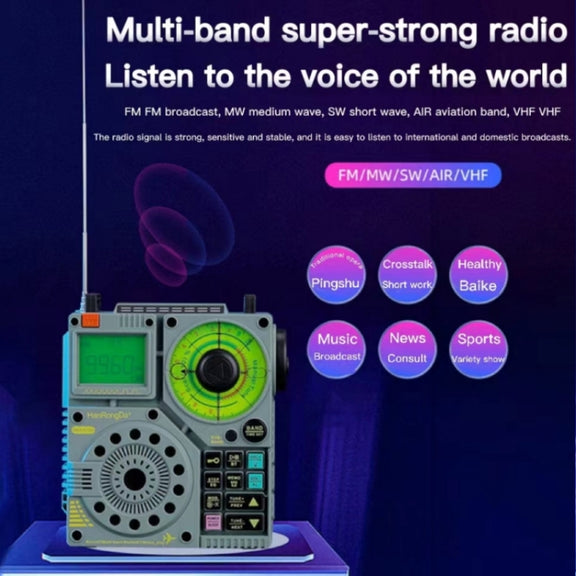 HanRongda HRD-A320 High Performance Multi-band Bluetooth Card Flashlight Lighting SOS Alert Radio