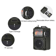 HanRongda HRD-700 Full Band Bluetooth MP3 Play Radio Station Memory Mechanical Tuning Radio(Green)