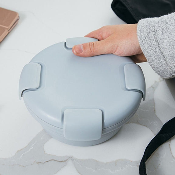 1100ml Silicone Folding Lunch Box  Travel Bowl Microwave & Dishwasher Safe(Gray)