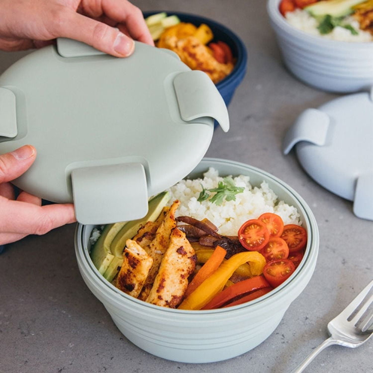 1100ml Silicone Folding Lunch Box  Travel Bowl Microwave & Dishwasher Safe(Gray)
