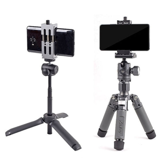 XILETU XJ-8 Aluminum Alloy Camera Head Tripod Mobile Phone Clip(Titanium)