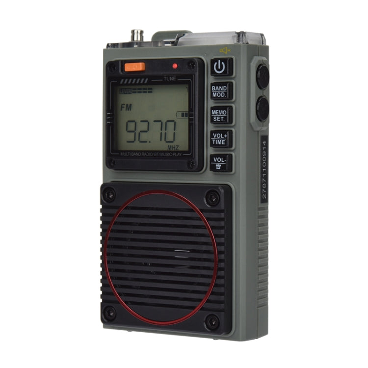 HanRongda HRD-787 High Performance Full Band Portable Bluetooth Card SOS Warning LED Lighting Radio(Green)