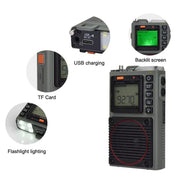 HanRongda HRD-787 High Performance Full Band Portable Bluetooth Card SOS Warning LED Lighting Radio(Green)