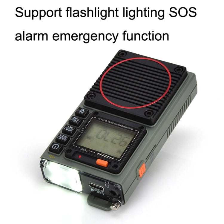 HanRongda HRD-787 High Performance Full Band Portable Bluetooth Card SOS Warning LED Lighting Radio(Green)