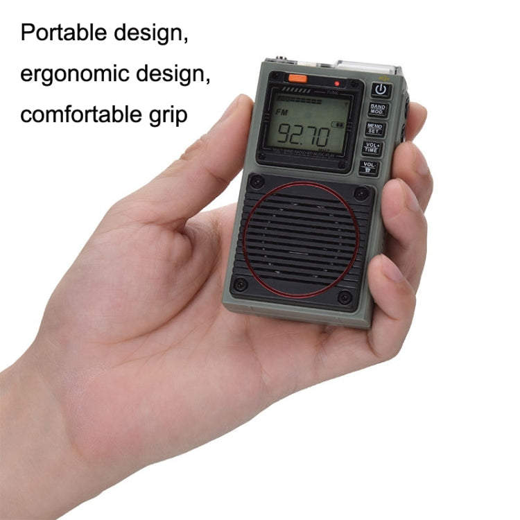 HanRongda HRD-787 High Performance Full Band Portable Bluetooth Card SOS Warning LED Lighting Radio(Green)