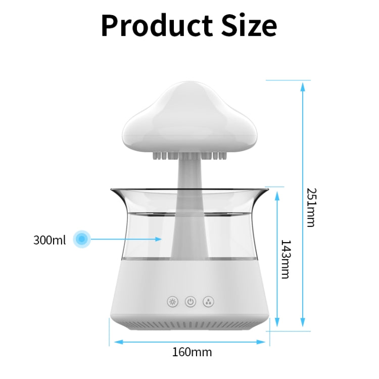CH06 300ml Rain Humidifier Mushroom Cloud Colorful Night Lamp Aromatherapy Machine, Style: Without Remote Controller(Light Wood Grain)
