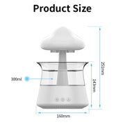 CH06 300ml Rain Humidifier Mushroom Cloud Colorful Night Lamp Aromatherapy Machine, Style: Without Remote Controller(Light Wood Grain)