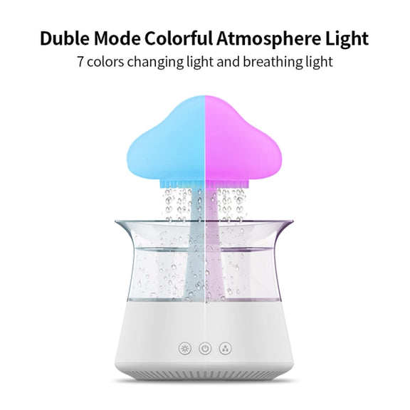 CH06 300ml Rain Humidifier Mushroom Cloud Colorful Night Lamp Aromatherapy Machine, Style: Without Remote Controller(White)