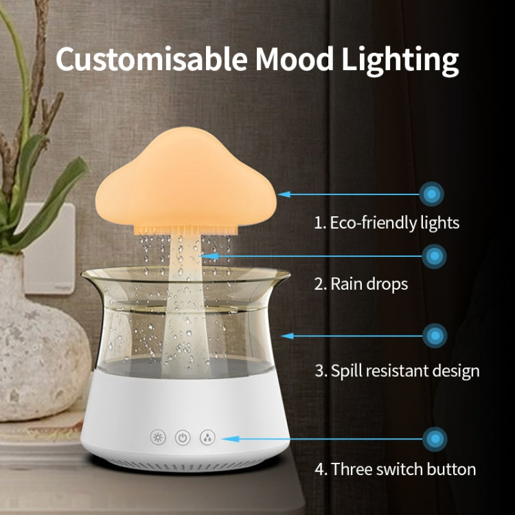 CH06 300ml Rain Humidifier Mushroom Cloud Colorful Night Lamp Aromatherapy Machine, Style: Without Remote Controller(Light Wood Grain)