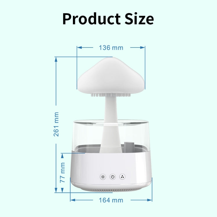 CH08 450ml Rain Humidifier Mushroom Cloud Colorful Night Lamp Aromatherapy Machine, Style: Without Remote Controller(Light Wood Grain)