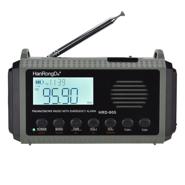 HanRongda HRD-905 Solar Charging LED Lighting Generation Disaster Prevention Emergency Full Band Radio(Army Green)