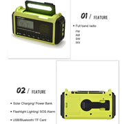 HanRongda HRD-905 Solar Charging LED Lighting Generation Disaster Prevention Emergency Full Band Radio(Army Green)