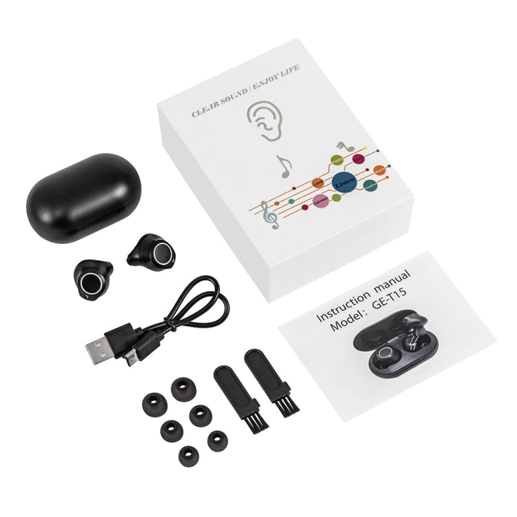 GE-T15 Mini USB Charging TWS Hearing Aid Sound Amplifier(White)