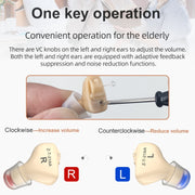 AN127 Invisible In-Ear Hearing Aid Sound Amplifier For The Elderly And Hearing Impaired(Black Left Ear)
