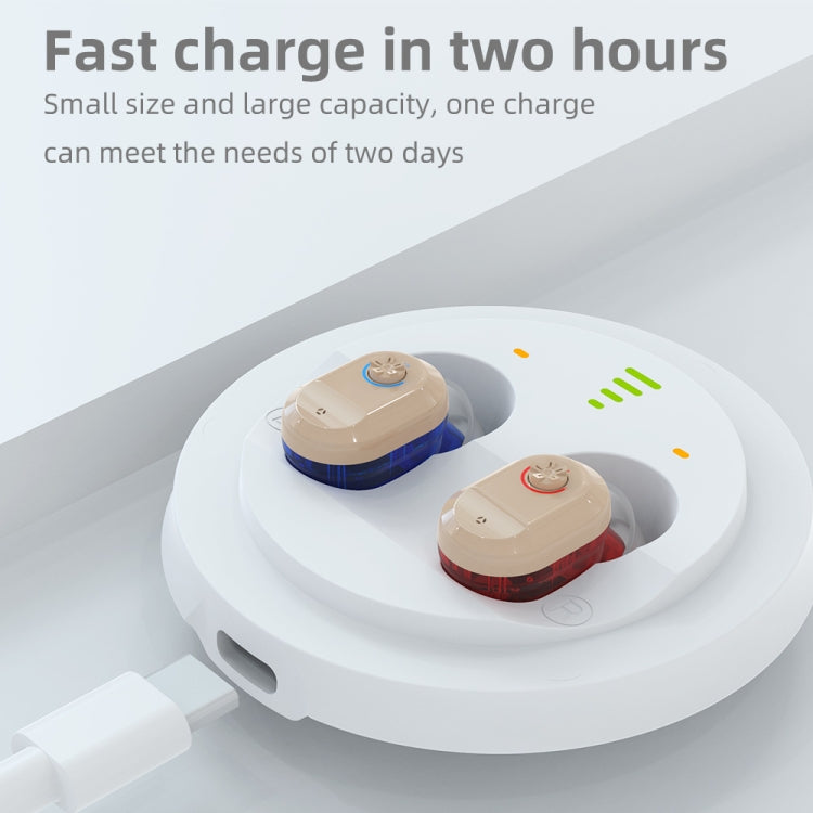 USB Charging Mini In-Ear Elderly Hearing Aid Stealth Sound Amplifier(Red and Blue)