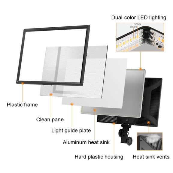 Pixel P50 Dual Color Temperature Flat Panel Fill Light 45W Soft Outdoor Shooting Fill Light For Straight Photography(Lamp+AU Plug Adapter)