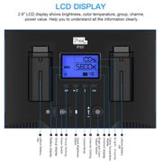 Pixel P50 Dual Color Temperature Flat Panel Fill Light 45W Soft Outdoor Shooting Fill Light For Straight Photography(Lamp+US Plug Adapter)