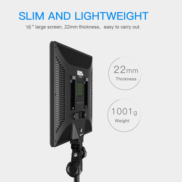 Pixel P50 Dual Color Temperature Flat Panel Fill Light 45W Soft Outdoor Shooting Fill Light For Straight Photography(Lamp+AU Plug Adapter)