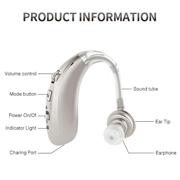 USB Charging Earhook Noise Reduction Hearing Aid Sound Amplifier(Skin-color)
