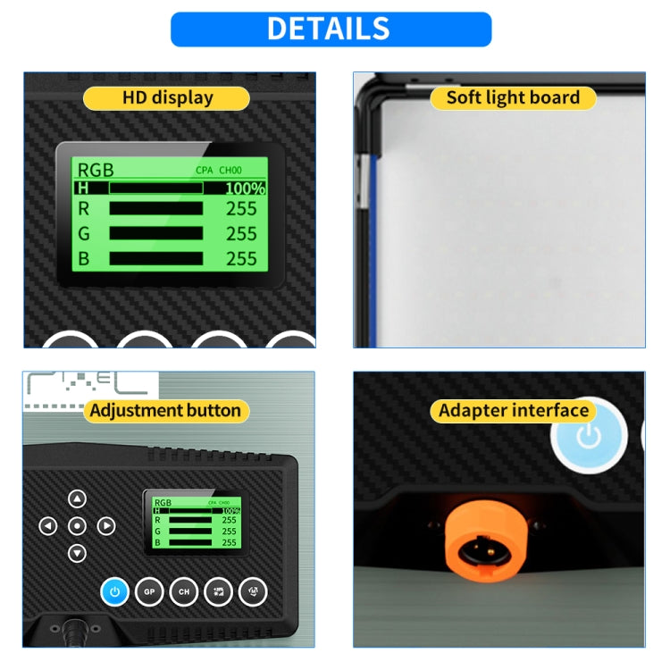 Pixel P80 60W 2600-10000K 542 LEDs Photography Fill Light Support Mobile APP Remote Control,EU Plug