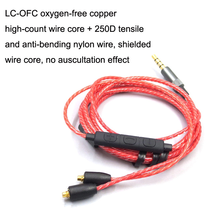 1.2m For Shure MMCX / SE215 / SE535 / SE846 / UE900 Volume Adjustment Headphone Cable(Red)