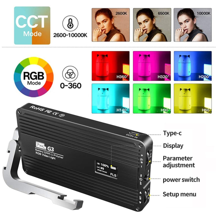 Pixel G3 Flat Panel RGB Fill Light Handheld Photography Camera Dimmable Desktop Mini Pocket Lamp(A Set)
