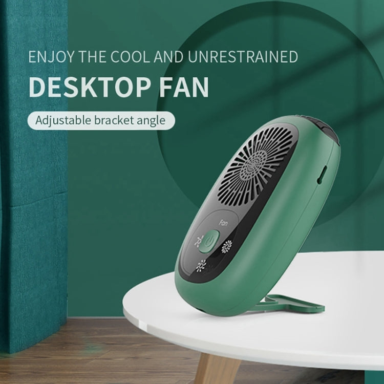 Leafless Hanging Neck Fan Mini Handheld Fan USB Rechargeable Fan  With Negative Ions White