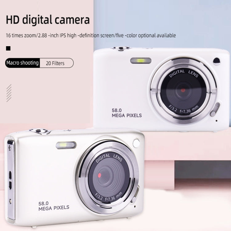 2.88 Inch IPS Screen HD Digital Camera 16X Zoom Portable CCD Camera(Black)