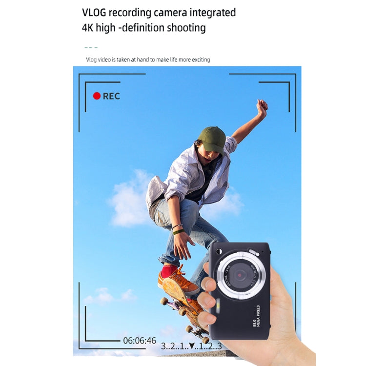 2.88 Inch IPS Screen HD Digital Camera 16X Zoom Portable CCD Camera(Black)