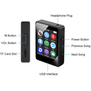 MP3 Music Player Bluetooth 5.0 Ebook Recorder MP4 Walkman 32GB(Black)