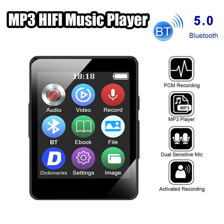 MP3 Music Player Bluetooth 5.0 Ebook Recorder MP4 Walkman 8GB(Black)