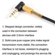 2m For Boom Microphone V-MODA Computer Gaming Headphone Cable(Gold Plug)